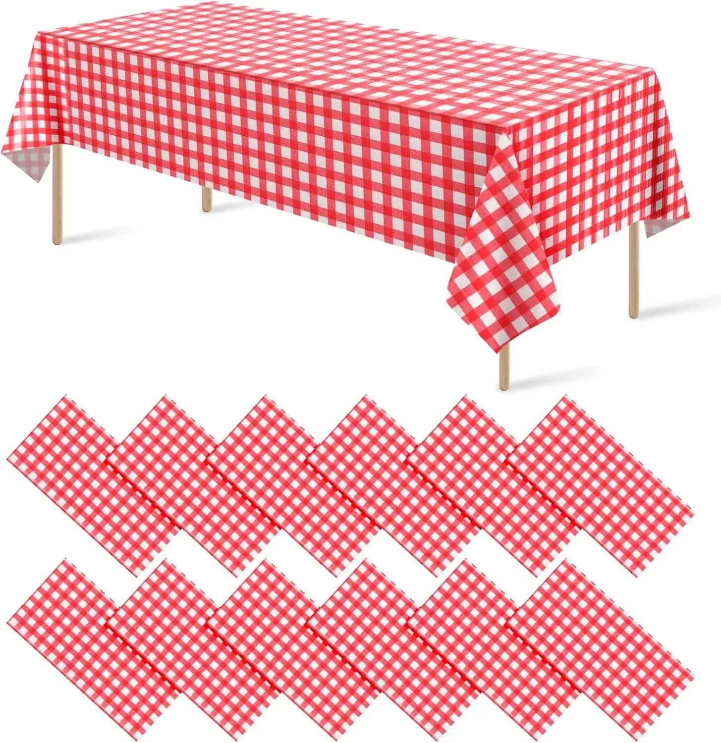 Tovaglie usa e getta scozzesi a quadretti rossi 1/2/3 pezzi per feste, tovaglie rettangolari per feste per picnic, fattoria, compleanno, matrimonio,