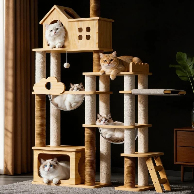 Torre per Gatti Moderna con Scratching Post, Scale Interne, Scaffali e Accessori Grandi - Rascadores Para Gatos, Articoli per Gatti