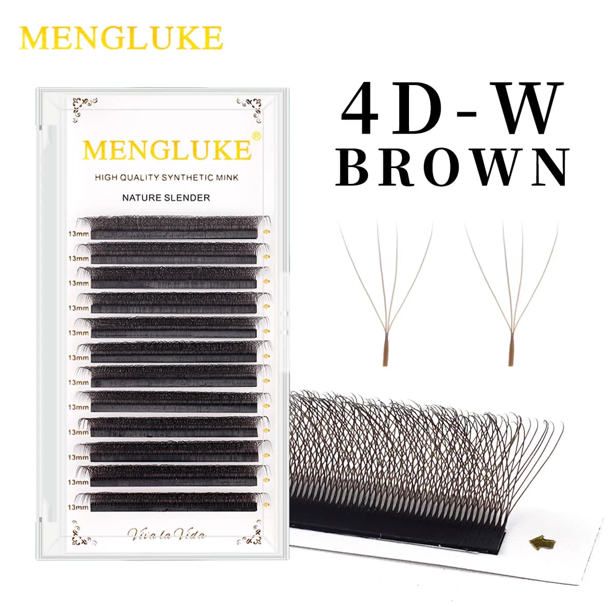 MENGLUKE Extensions W Brown 4D Eyelashes High Quality Individual Eyelashes Prepacked Volume Fans with Automatic Flowering