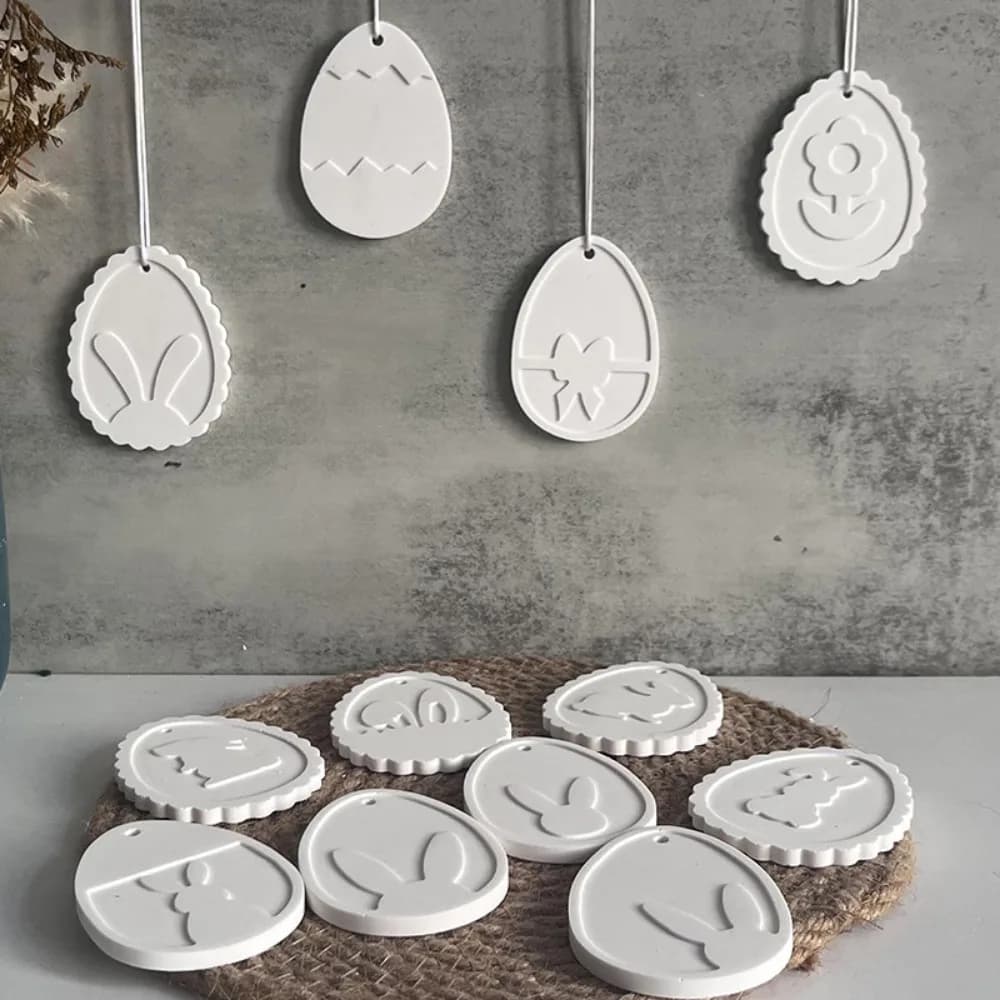 Easter Bunny Pendant Silicone Mold, DIY Epoxy Resin Plaster Concrete Drip Glue Mold, Easter Decoration Egg Bunny Making Mold