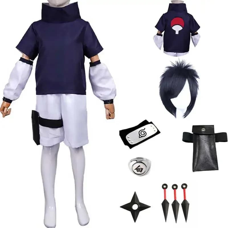 CosplayUchiha Sasuke Costume cosplay anime di Halloween per bambini Bambini Top Pantaloni Abiti Abito di carnevale di Halloween