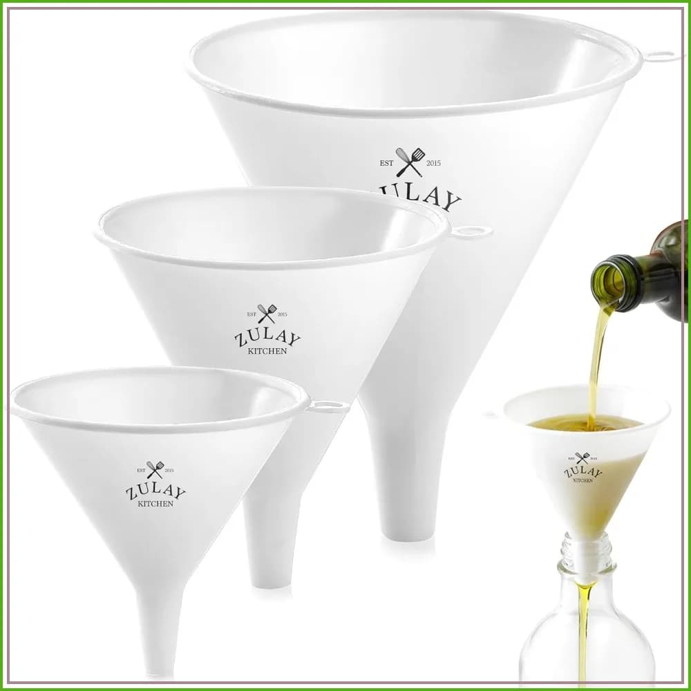 3-Piece Plastic Funnel Set - Large, Medium, Small - for Kitchen, Oil, Water, Protein Powder