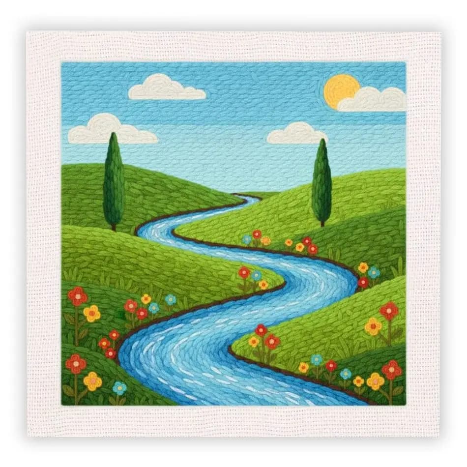 CHENISTORY Scenery Punch Needle Kit Unique Gift Hobby Kits Scenery Punch Needle Frame Handmade Adult Craft Kits