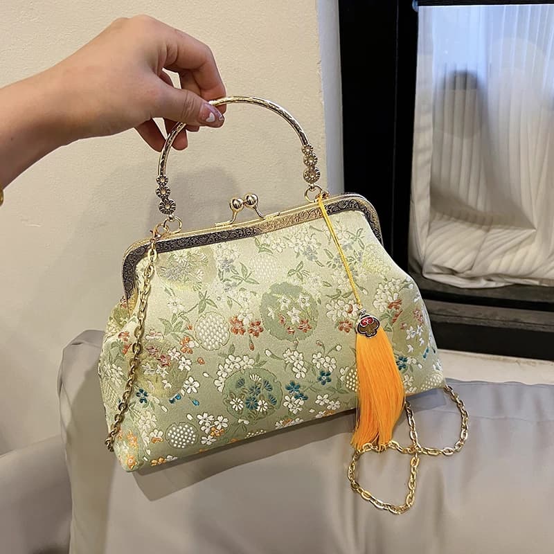 Eleganti borse ricamate per donna Borsa a tracolla con manico in metallo alla moda con tracolla a catena Portafoglio regalo per borsa da sera da donna