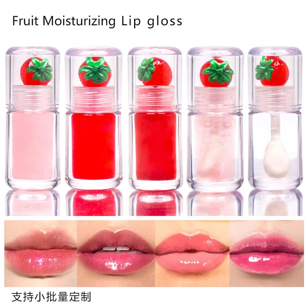 Private Label Plumping Lip Oil Wholesale Cute Lid Hydrating Nourishing Long-lasting Brighten Custom Makeup Transparent Tube