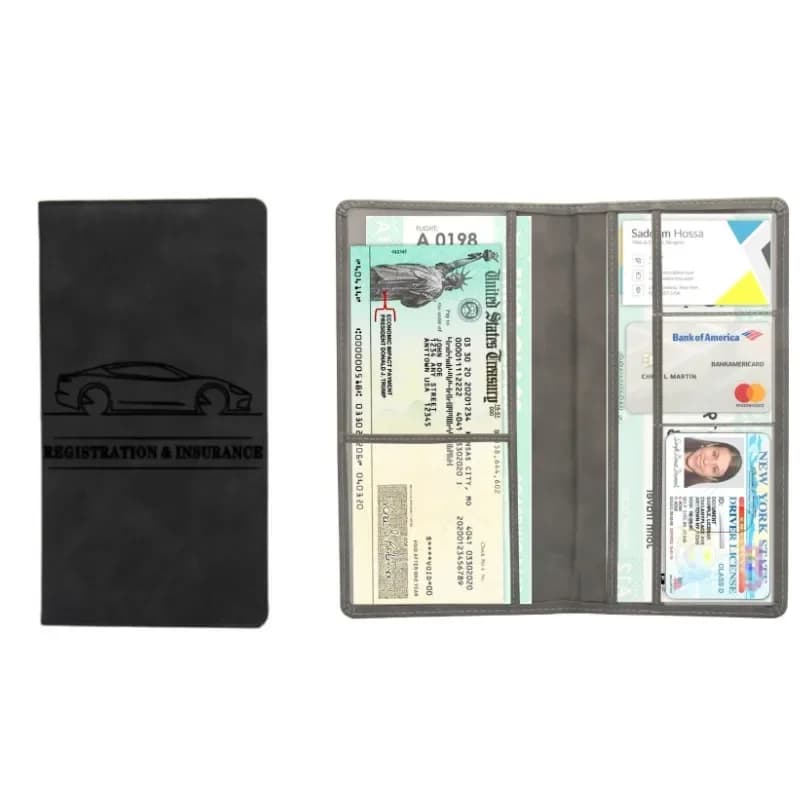 Portadocumenti Multifunzionale per Auto, Organizzatore per Biglietti di Viaggio, Porta Carte in Pelle PU