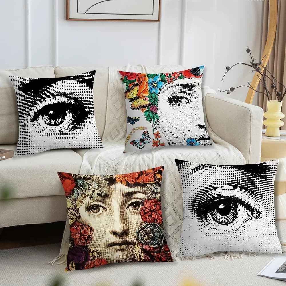 soft pillowcase for girl for sofa living room art face home office decor protective covers P-Piero F-Fornasettis modern