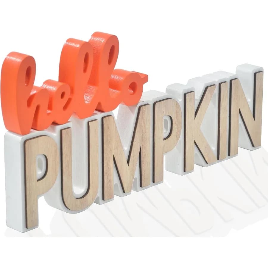 Tion del Ringraziamento per la casa Tion autunnali 2 pezzi Blocchi di zucca in legno per decorazioni del Ringraziamento Tive Segno autunnale con Hello Pumpkin Le