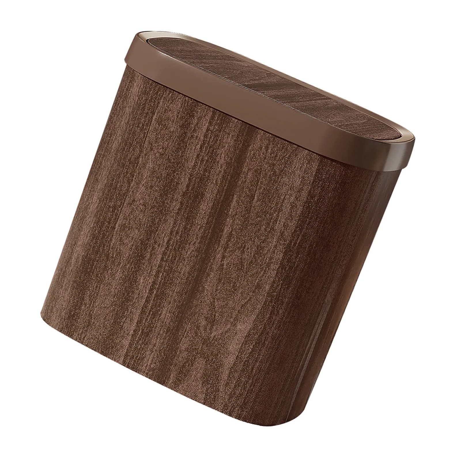 Cestino per Rifiuti Sottile da 9L con Effetto Legno e Coperchio a Battente per Bagno, Cucina, Ufficio, Casa, Hotel, Cestino Decorativo Salvaspazio