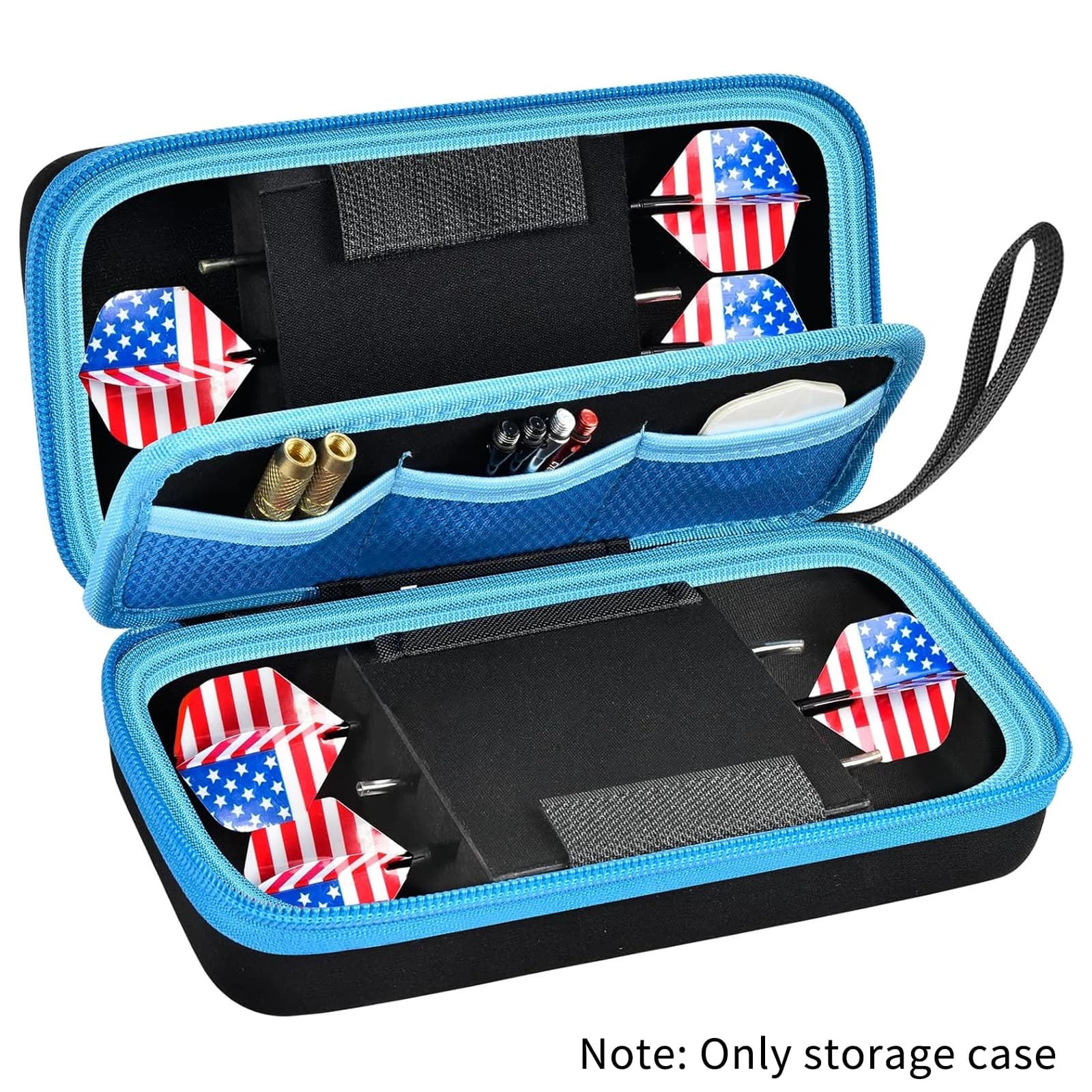 Borsa porta freccette per set di freccette da 6 pezzi in acciaio e punta morbida, organizer per riporre contenere 6 freccette e punte, accesso con alberi e voli