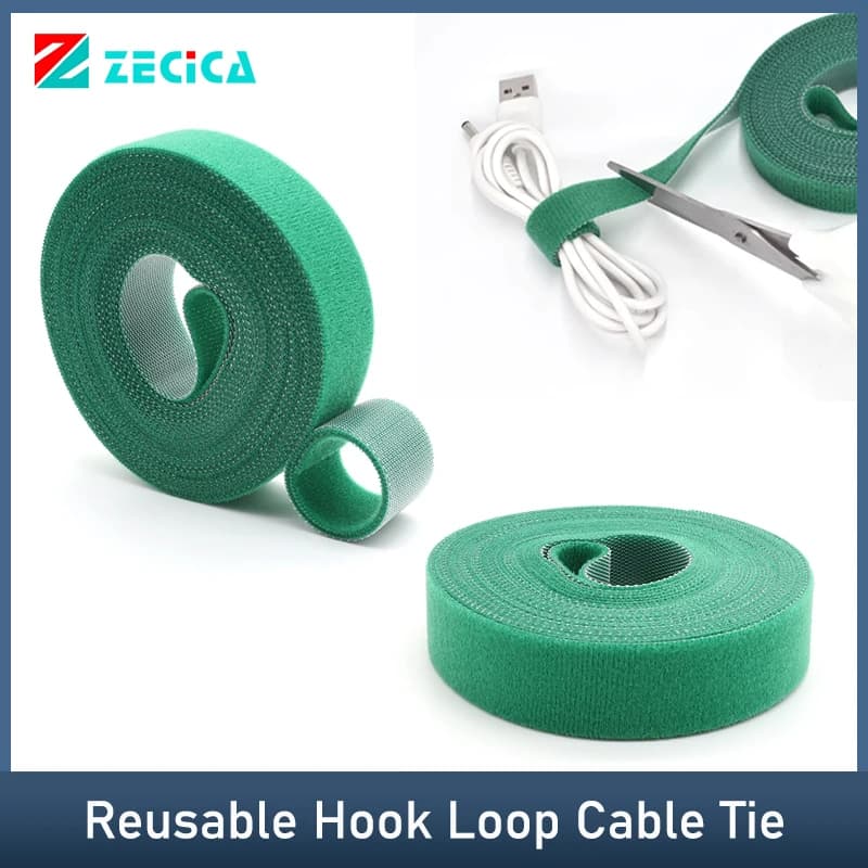 5 m/rotolo Fascette per cavi verdi Riutilizzabili Gancio ad anello di fissaggio Larghezza 10/15/20/25mm Nastro di fissaggio per gestione cavi con cinturino in nylon autoadesivo