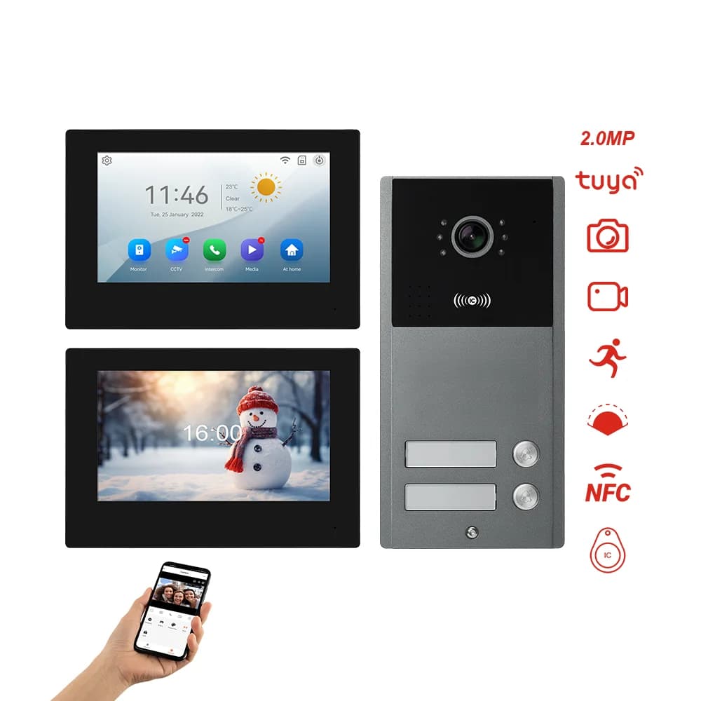Tuya Smart Videocitofono da 7 pollici 1080P HD Impermeabile RFID in metallo Sblocco controllo accessi con funzione citofono WIFI