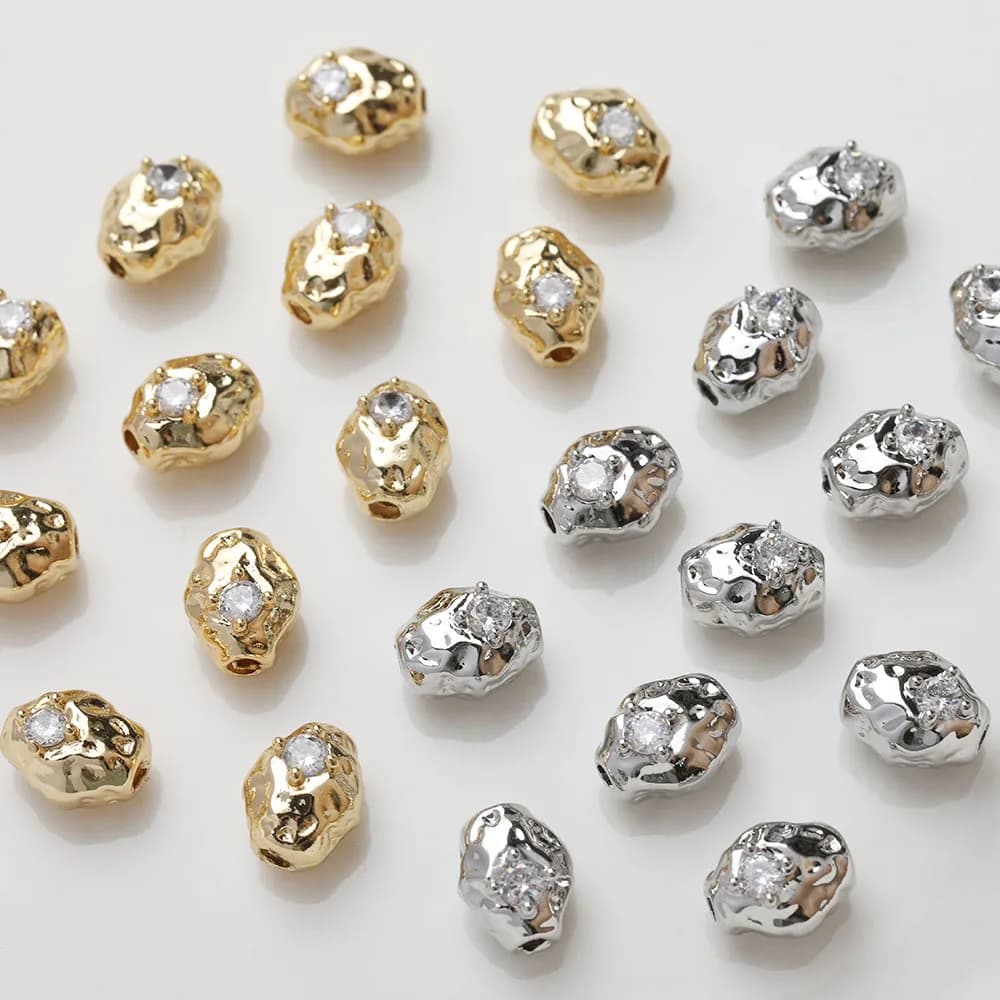 4 pezzi Dainty ovale perline in ottone perline distanziatrici per gioielli che fanno risultati della collana del braccialetto accessorio placcato oro 14k fai da te 8*10mm