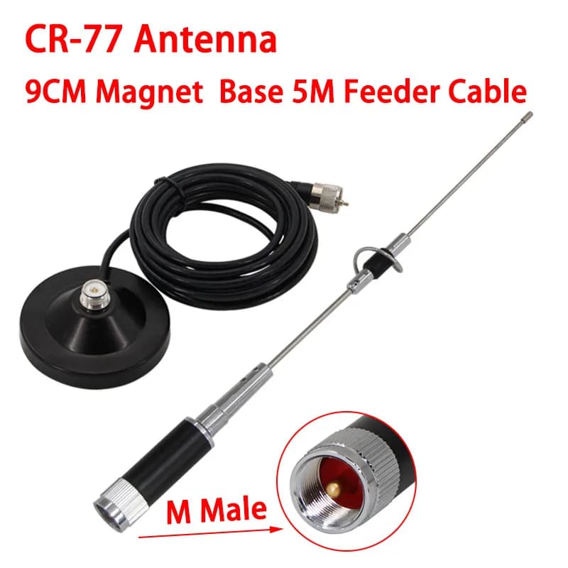 Per Walkie Talkie Ham Mobile Car Radio CR-77 144/430 MHz Antenna a banda larga PL-259 Connettore CR77 e adattatore base per montaggio magnetico