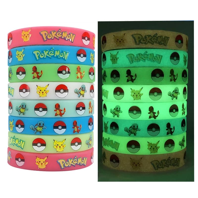 Pokemon Bracciale luminoso Anime Pocket Elf Pikachu Cartoon Silicone Glow In The Dark Bracciale Bambini Cosplay Accessori Giocattoli