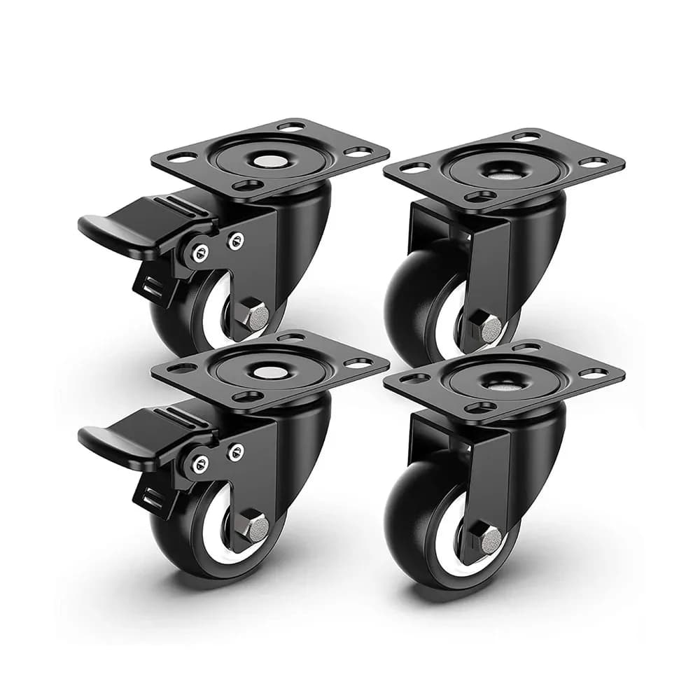 4 1.5 inch heavy duty cargo wheels with double safety lock and wheels in silent polyurethane foam, load capacity 440 pounds
