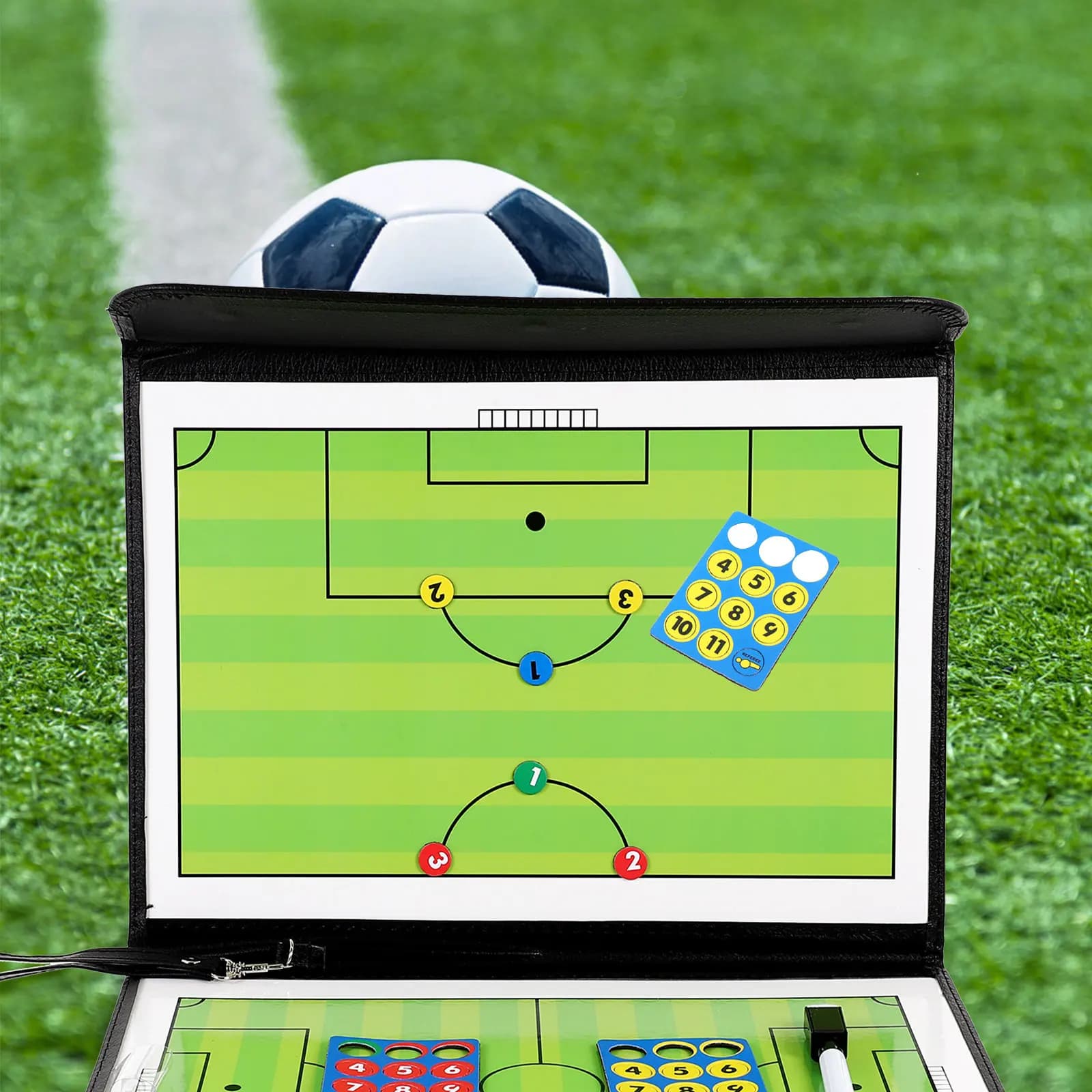 Set di 1 Lavagna Tattica da Calcio in Ferro, Leggera, Resistente, Multifunzione, Design a Scomparti, Stampa Chiara per Partite e Allenamenti Sportivi