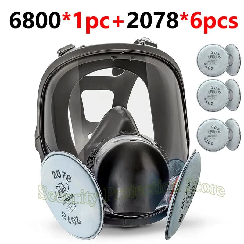 6800 Full Face Reusable Respiratory Mask Dust Cover with 6 filters 2078 for paint/contact dust/chemicals/formaldehyde
