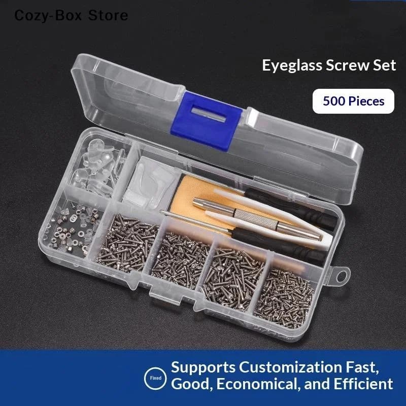 [ZY]500 /1000Pcs Eyeglasses Sunglass Repair Tool Kits With Screws Nose Pads Screwdriver Nuts Tweezers Optical Parts Assorted[ZY]
