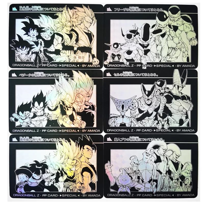 6 pz/set Dragon Ball Z The Evolution of Human Form Super Saiyan Buu Goku Vegeta Hobby gioco da collezione carte da collezione Anime