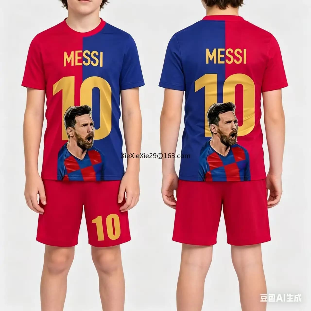2026 New AI Messi # 10 Quick Drying Football Training Suit Parent-child Outfit Summer Children's Adult T-shirt Shorts Loose Set