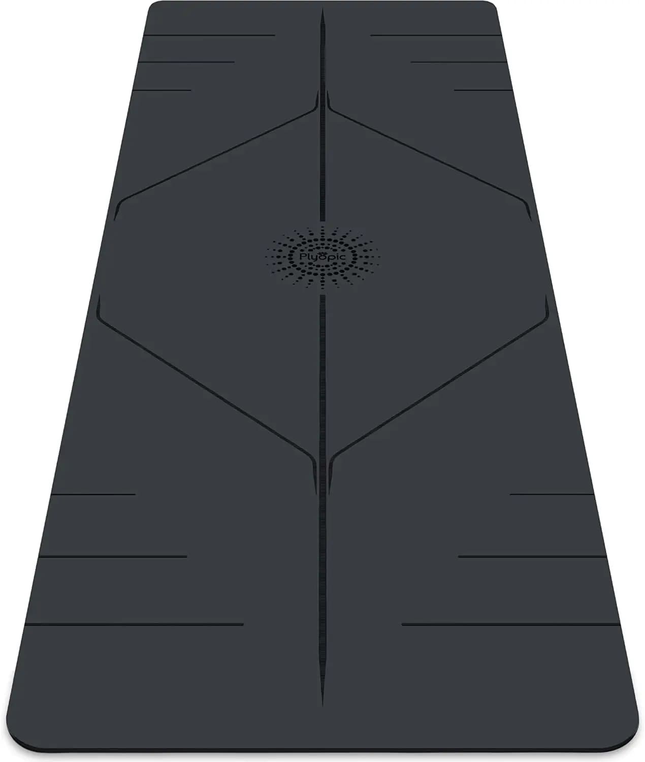 Anti-slip yoga mat with alignment lines: extreme grip for all workouts, sweat resistant and comfortable