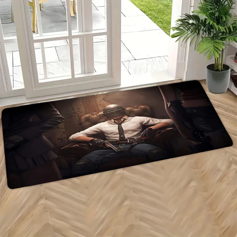 Tappetino da gioco a tema PUBG//CS:GO da 1 pezzo - Tappetino lavabile antiscivolo con personaggi iconici dei videogiochi, design con controller di grandi dimensioni per PC/La