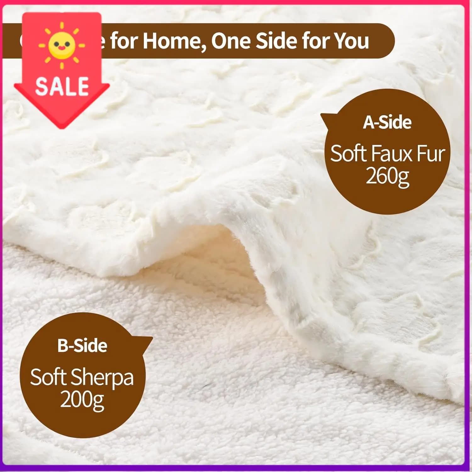 Coperta Elettrica King Size 100" x 90" in Offerta, Coperta Riscaldata con Doppio Controllo, Fantasia Floreale Bianca in Pelliccia Sintetica e Sherpa Calda