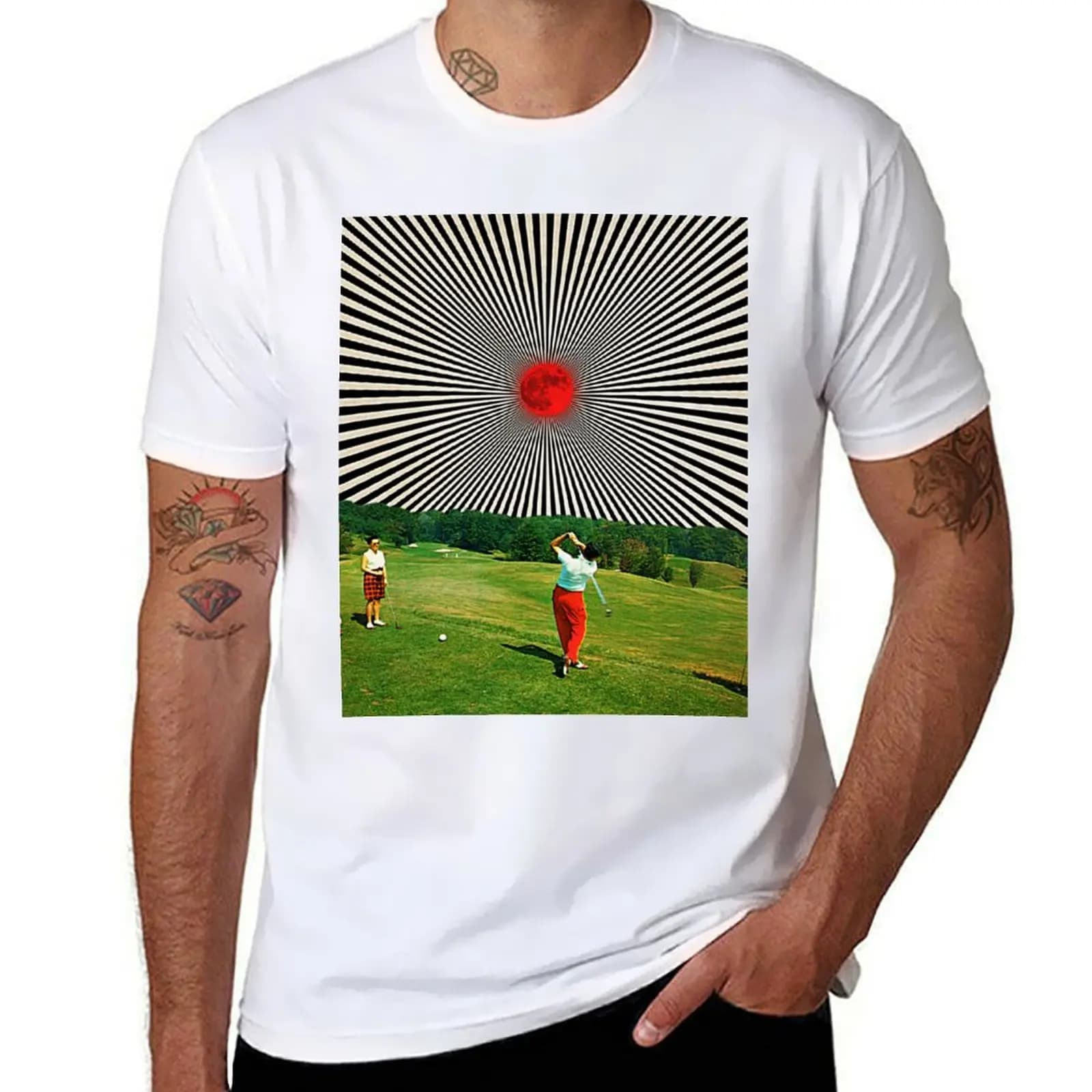 Psychedelic Golf T-Shirt Breathable Workout Short Sleeve Top