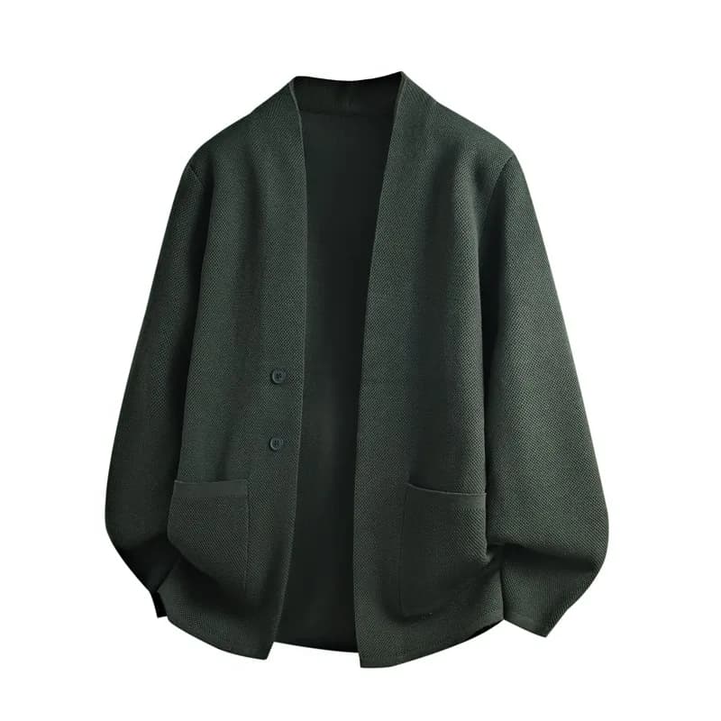 Maglione da uomo a maniche lunghe con cardigan tinta unita, tasca con bottoni, maglione con fondo, top casual alla moda