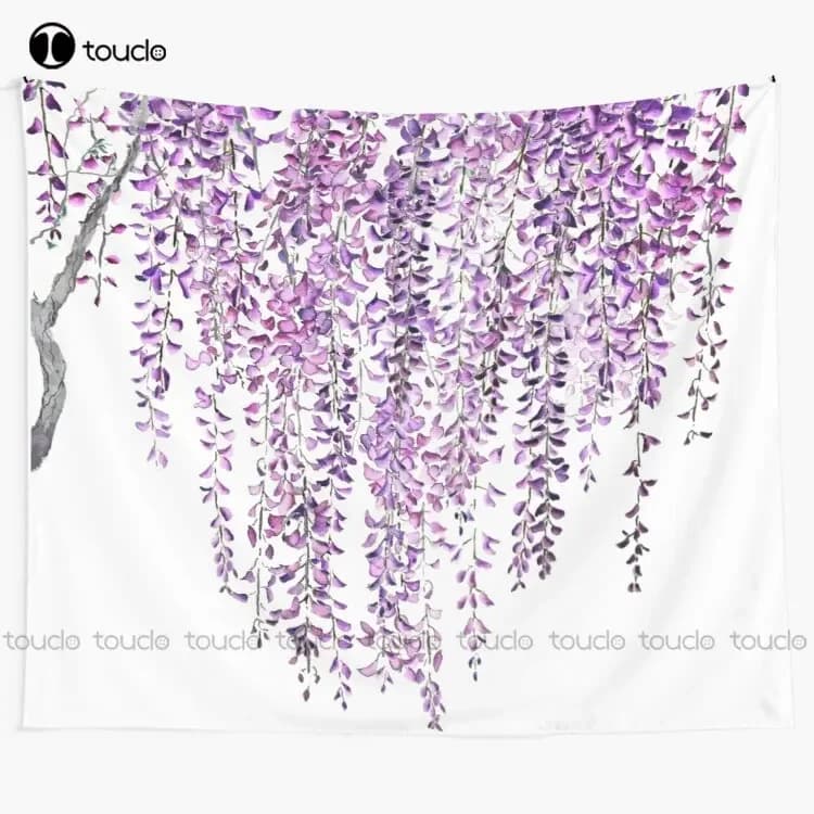 Purple Wisteria In Bloom Tapestry Tapestry Wall Hangings For Bedroom Blanket Tapestry Bedroom Bedspread Decoration Funny Wall