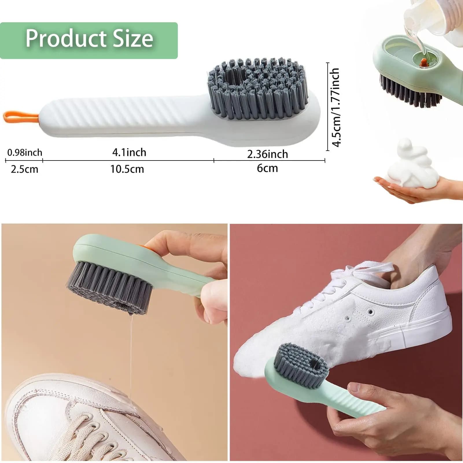 1 spazzola per scarpe liquida multifunzione con manico liquido automatico per la pulizia della casa delle scarpe lavaggio domestico detergente per bucato
