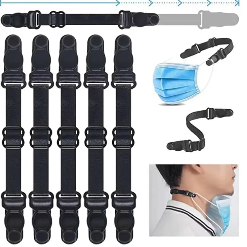 5PC Maschera regolabile Estensione Benda Maschera Gancio Corda per l'orecchio Maschera unisex Cintura di estensione Allevia il dolore all'orecchio Maschera per la prevenzione del cordino