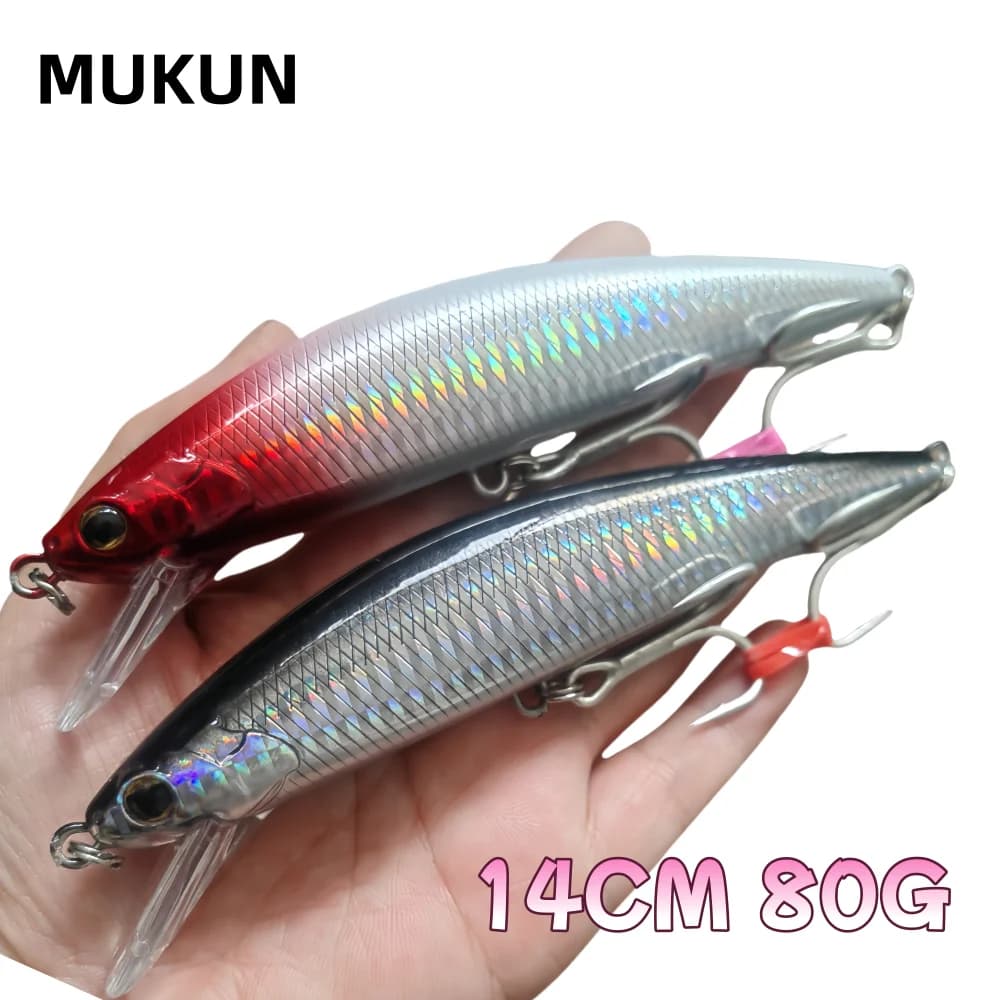 140 millimetri 80g Grande Pesante Affondamento Minnow Esche Da Pesca Pesca Wobbler Esche Dure Artificiali per Spigola Lungo Casting Swimbait attrezzature