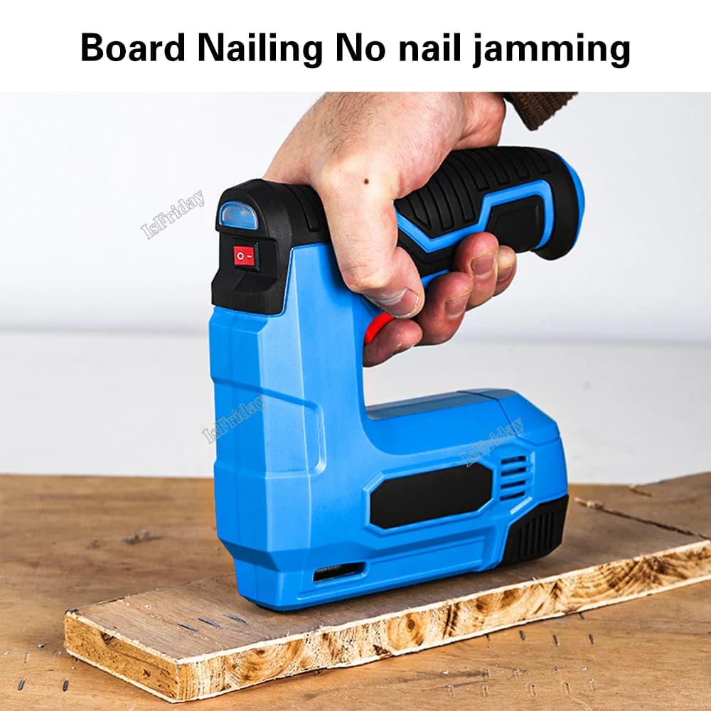 Chiodatrice elettrica Brad Chiodatrice elettrica senza fili 2 in 1 Chiodatrice/Staffatrice con 800 pezzi Chiodi Telaio per lavorazione del legno fai da te Pistola per cucitrice per unghie multiutensile