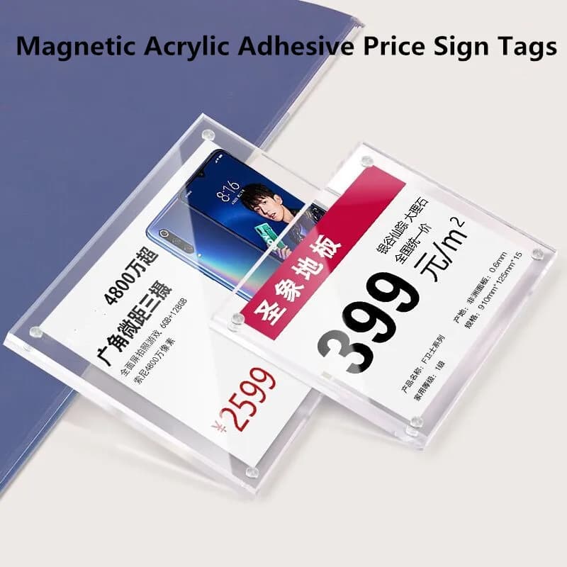 120x80mm bastone magnetico supporto per cartello in acrilico espositore prezzo porta etichette cornice per foto cartellini per carte di prezzo