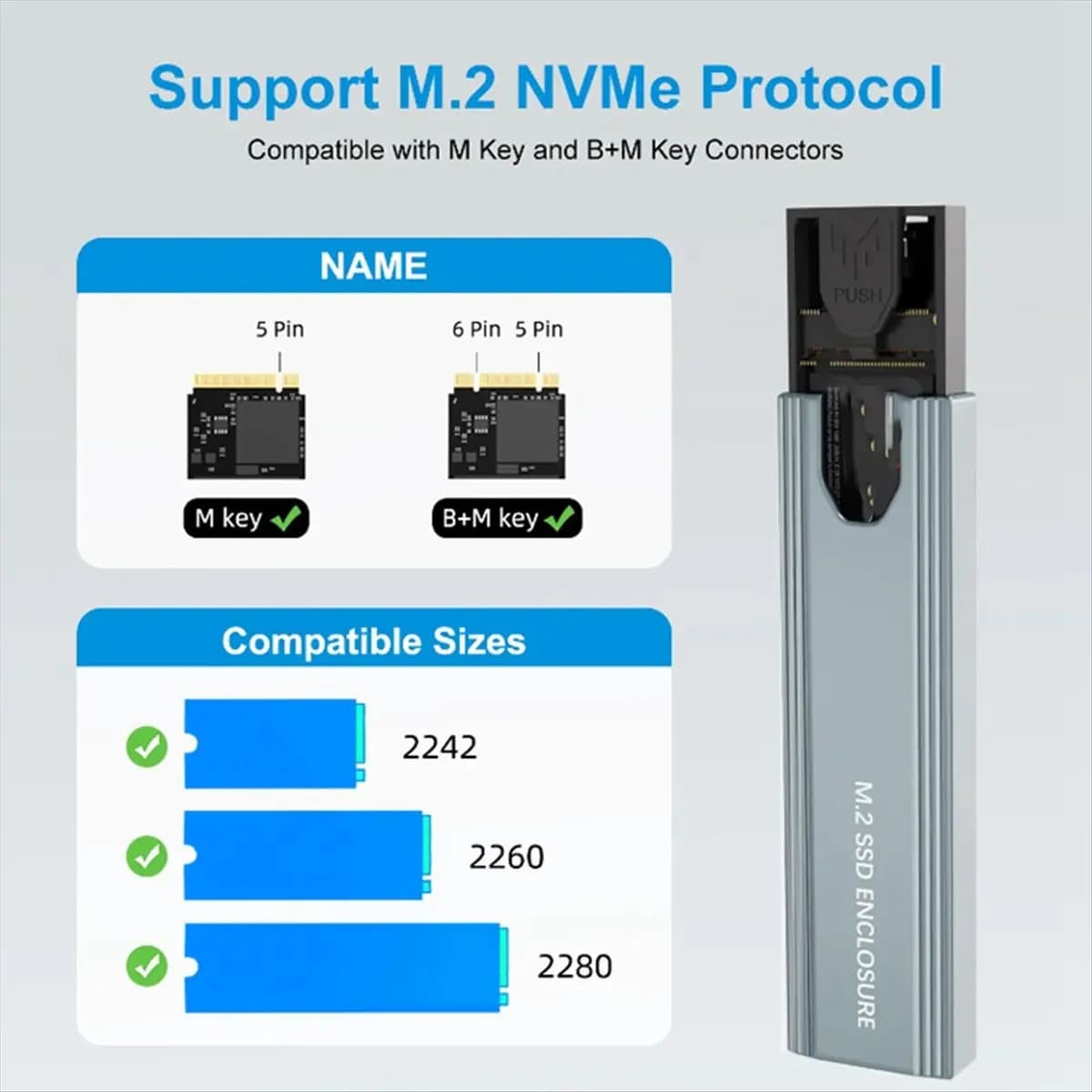 Welcome Deal~M2 SSD Case M.2 NVMe SATA SSD Enclosure M.2 to USB Type C SSD Adapter 10Gbps USB 3.1 External Case Supports M and B