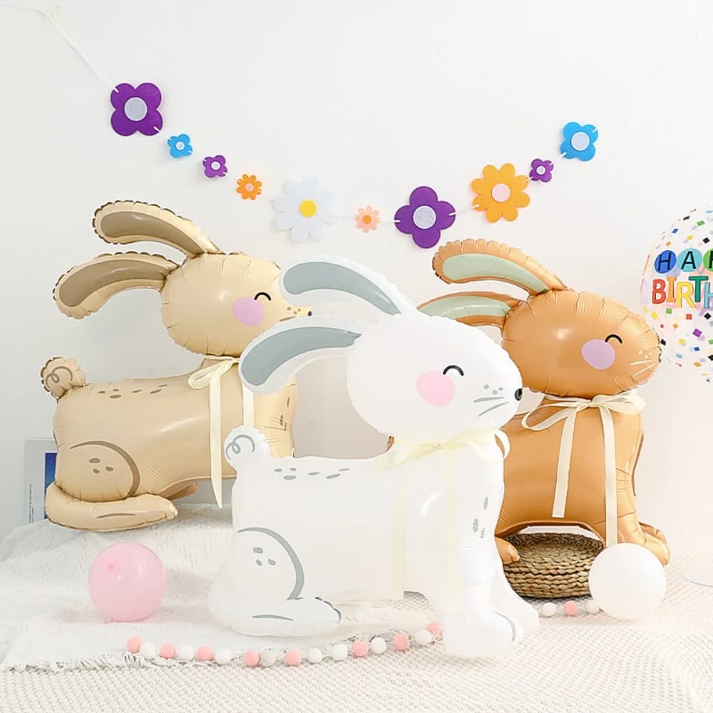 Palloncino in Alluminio 3D a Forma di Coniglio Seduto e in Piedi, Decorazione per Feste a Tema Giungla, Accessori per Scenografie Pasquali, 1 Pezzo