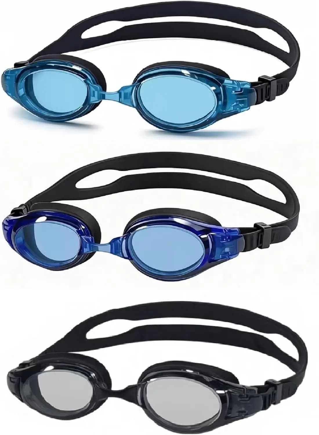Pack of 3 swimming glasses for children from 6 years on | Sunglasses anti-fog and anti- UV without light losses with travel cases