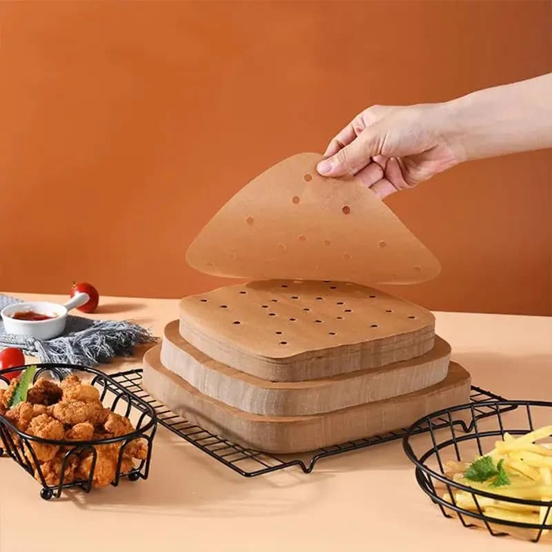 Square Air Fryer Paper Disposable Air Fryer Parchment Paper Liners Non-Stick Steamer Liners For Oven Microwave Steaming Basket