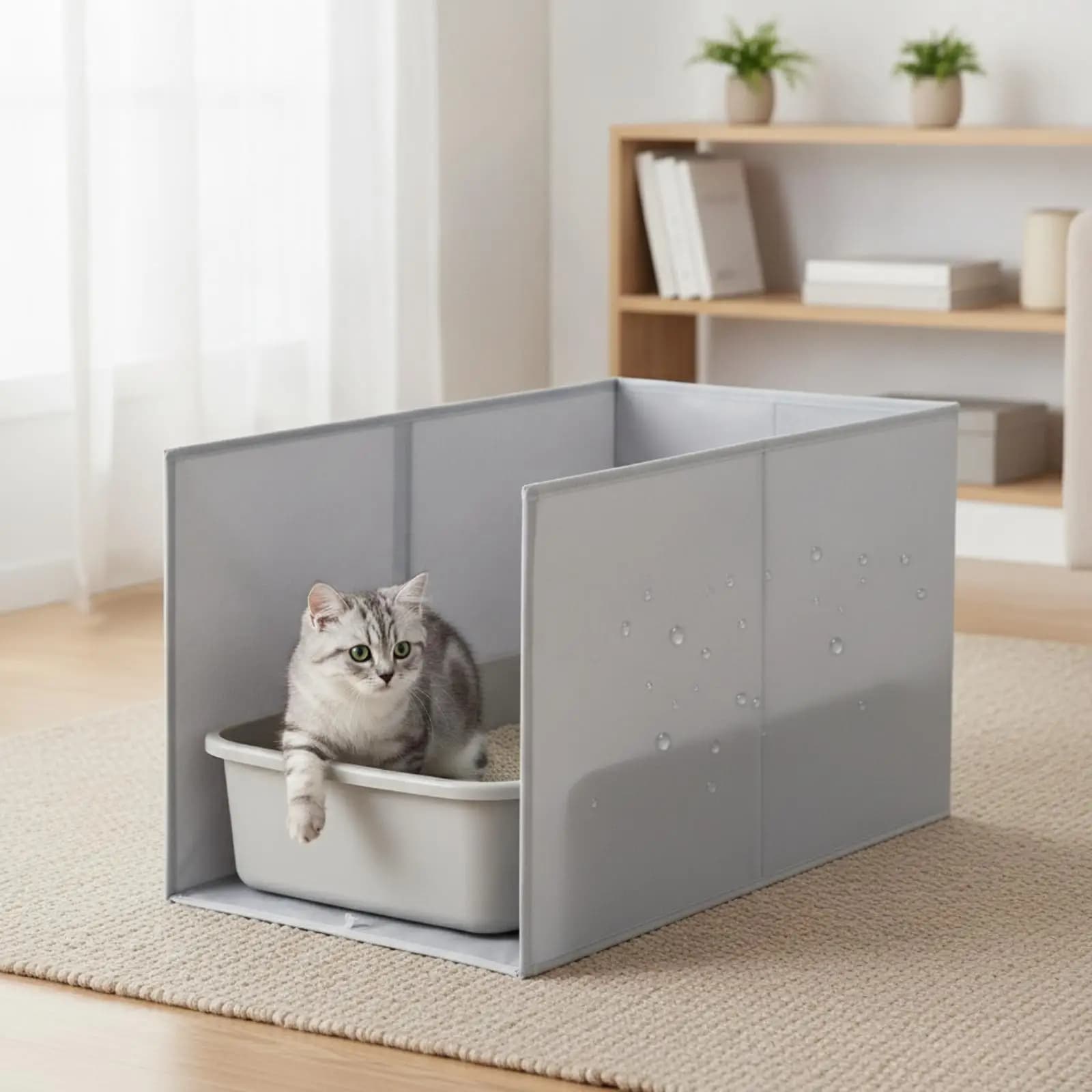 Cat Litter Box Enclosure with Mat Secure Pet Supply Simple for Small Areas