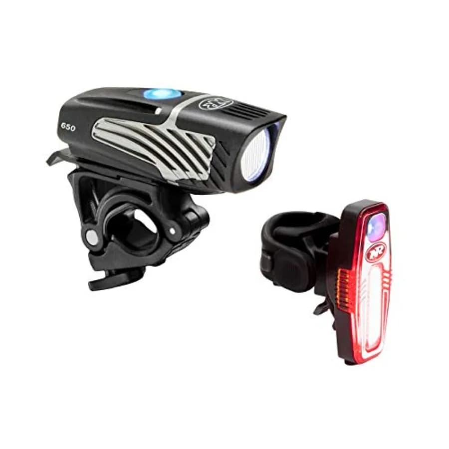 Lumina Micro Sabre Combo Luce per Bicicletta, Faro Anteriore 650 Lumen, Luce Posteriore 110 Lumen, Ricaricabile USB, Luce LED Anteriore e Posteriore per Bicicletta