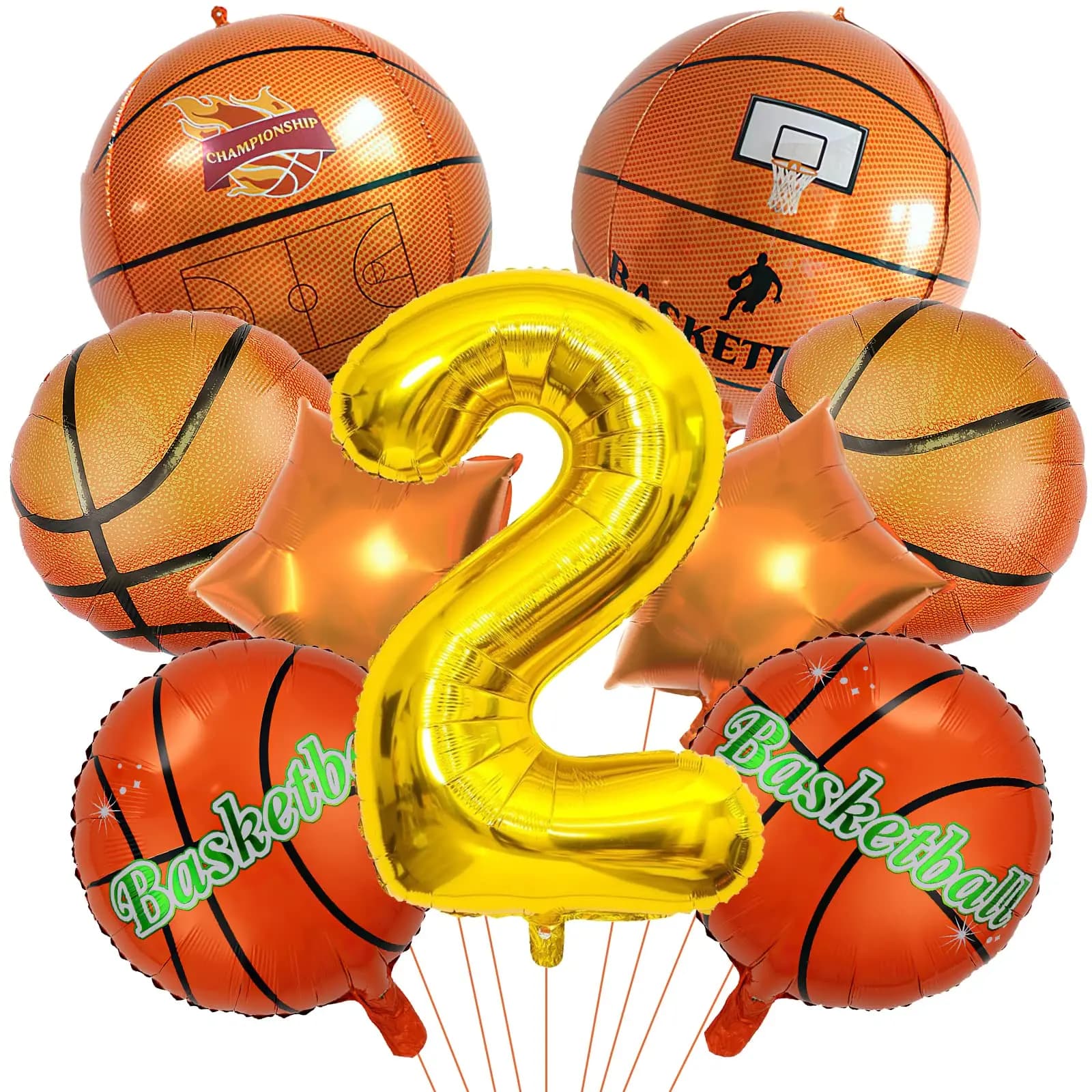Set di 9 Palloncini Digitali a Tema Basket, Palloncini Sferici 4D da 22 Pollici con Numero da 40 Pollici, Decorazioni per Feste di Compleanno a Tema Sportivo