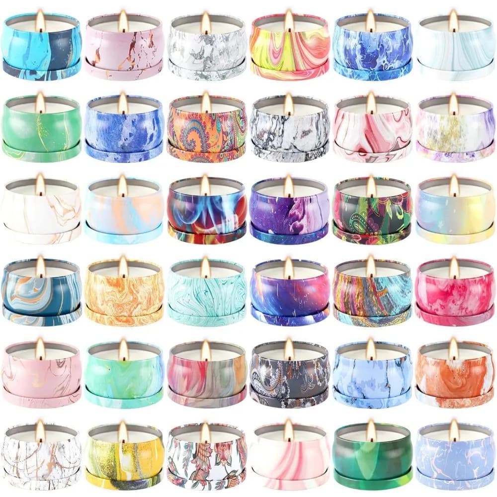 Set Regalo di 36 Candele Profumate per Donne, Barattoli Portatili da 2.5oz per Spa, Yoga, Bagno, Aromaterapia e Riduzione dello Stress