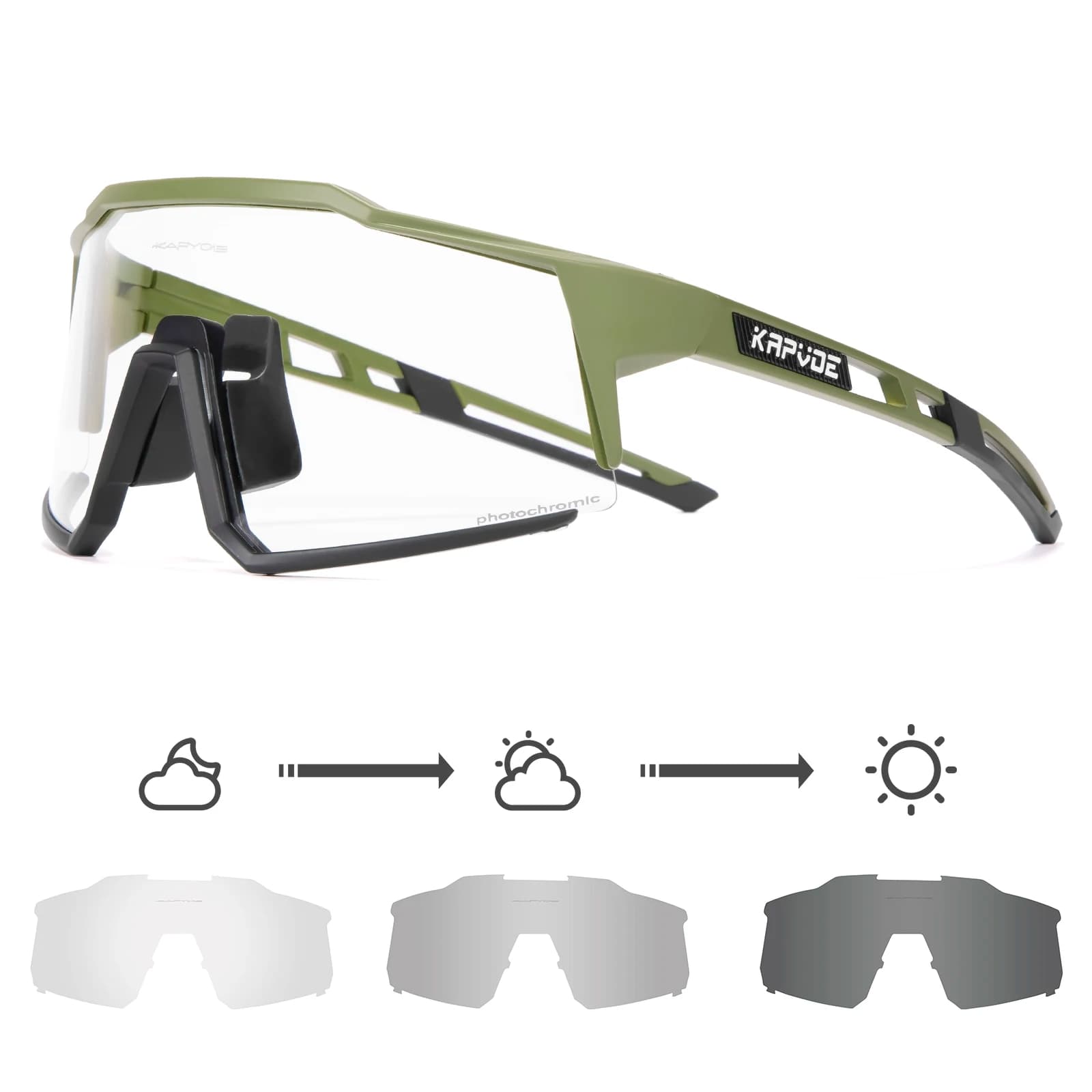 Kapvoe Occhiali da ciclismo fotocromatici UV400 MTB Clear Mountain Bike Transition Occhiali da sole per bicicletta per uomo Donna Occhiali sportivi