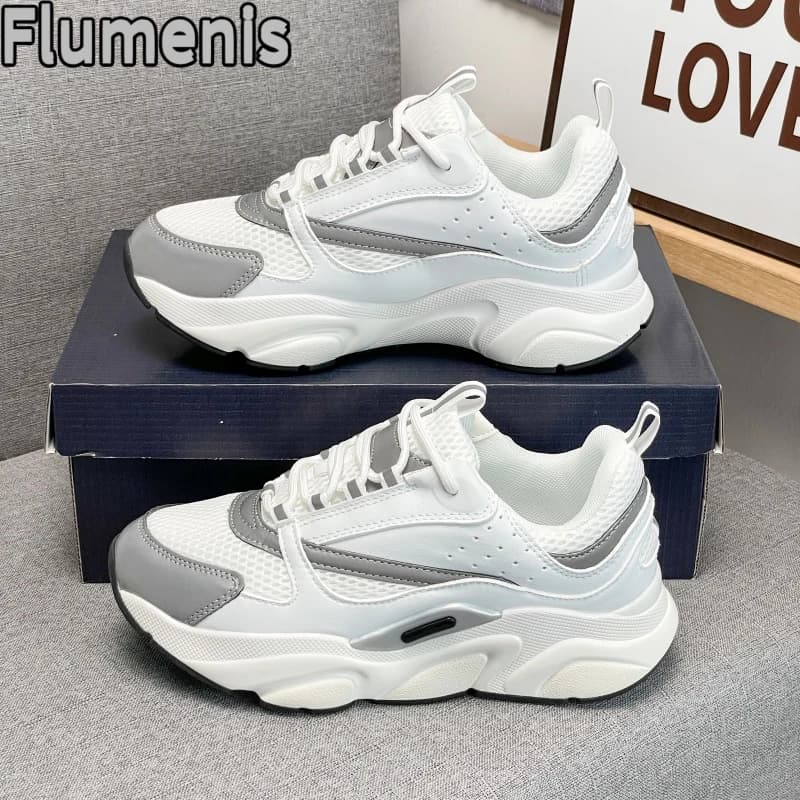 Flumenis Men's and Women's Casual Thick-Soled Sports Shoes with Elastic Mesh Straps, Breathable and Comfortable Running Shoes