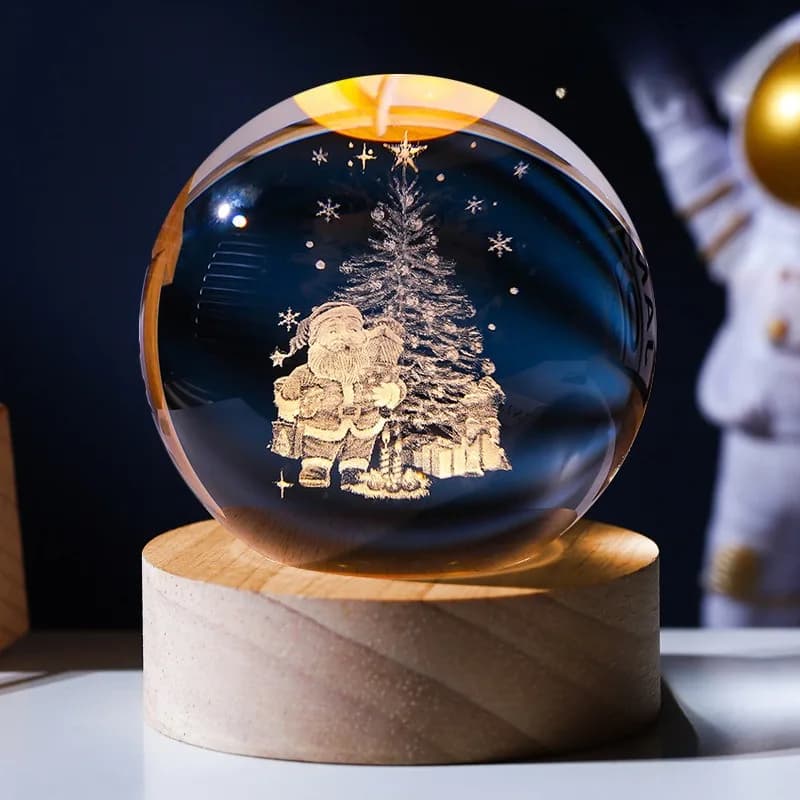 Luci natalizie uniche con sfera di cristallo 3D con luci notturne USB Galaxy e proiezione planetaria per luci d'atmosfera regalo per coppie