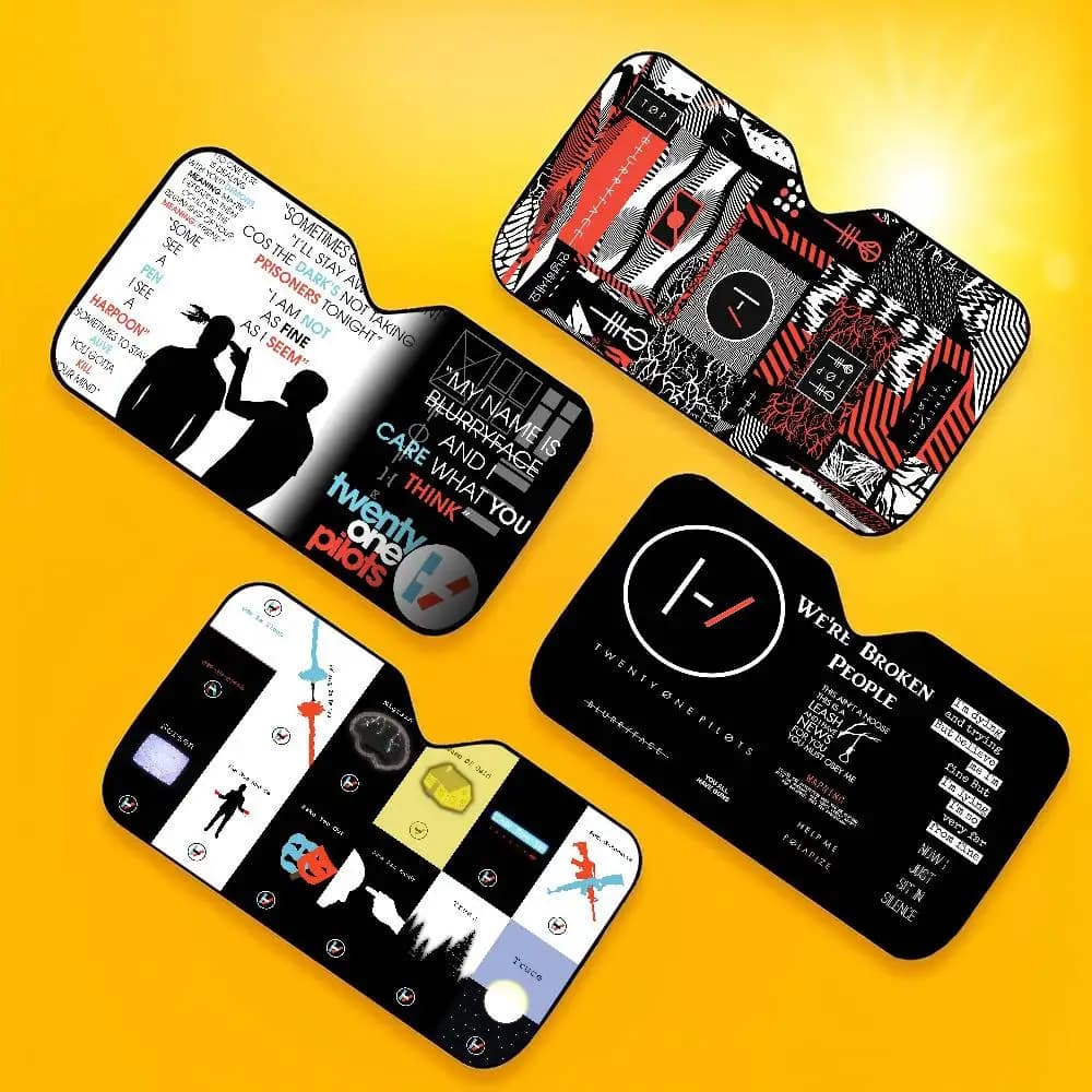 T-Twenty One Pilots Band Copertura Parasole Pieghevole per Parabrezza Auto, Riflettente, Portatile, Traspirante, Protezione Anti-UV