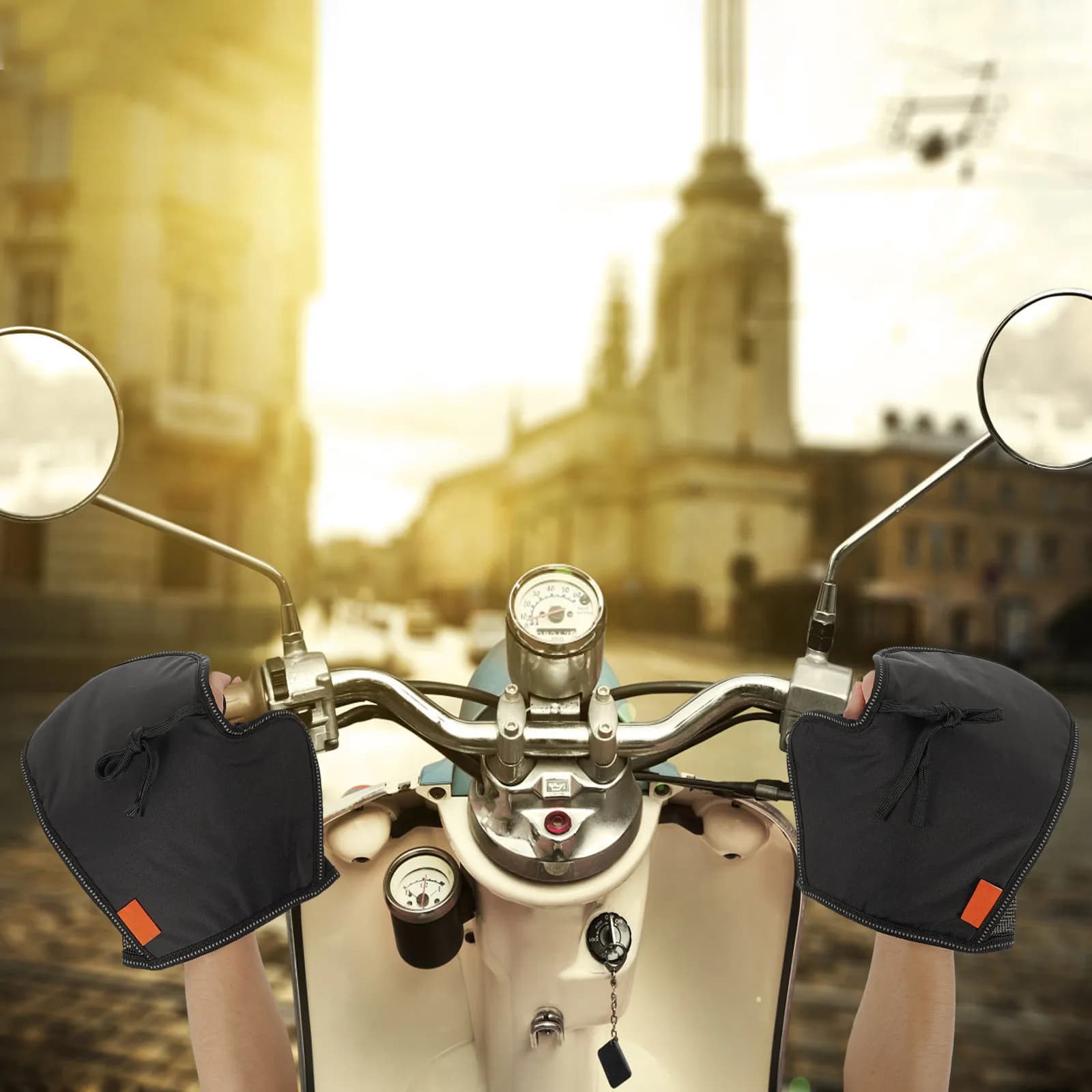 1 Paio di Guanti Termici per Manubrio Moto, Resistenti al Freddo e al Vento, per Scooter e ATV