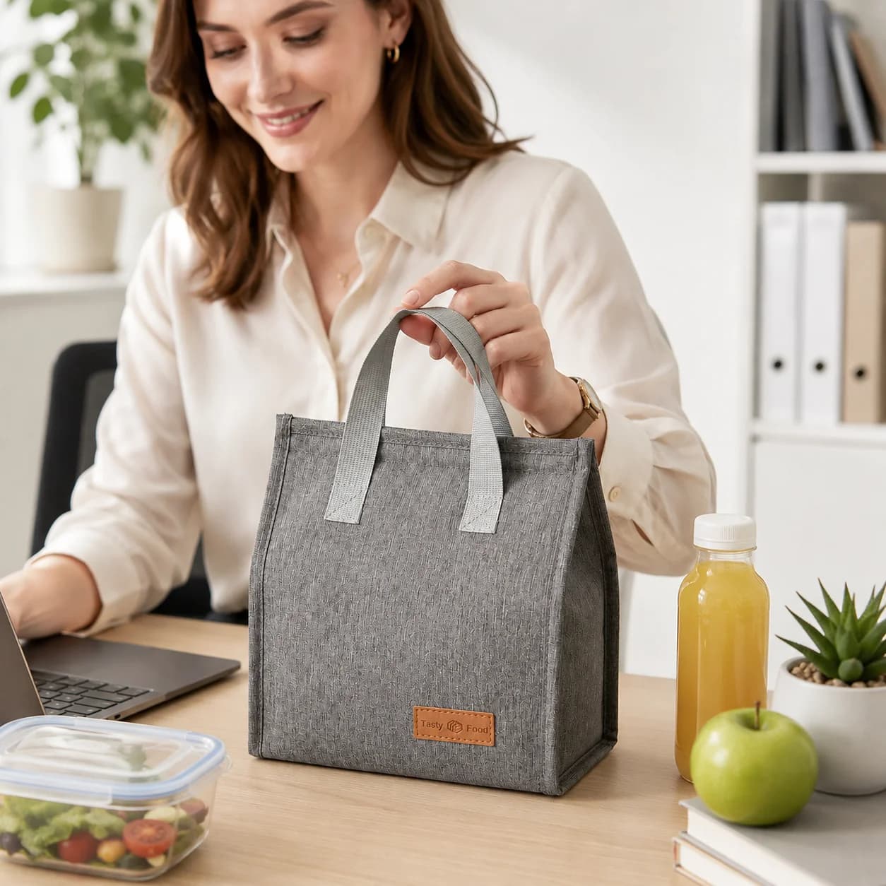 Insulated Lunch Bag Portable Lunch Tote Reusable Food Storage Bag Oxford Cloth Lunch Box Bag for Office School Picnic Travel